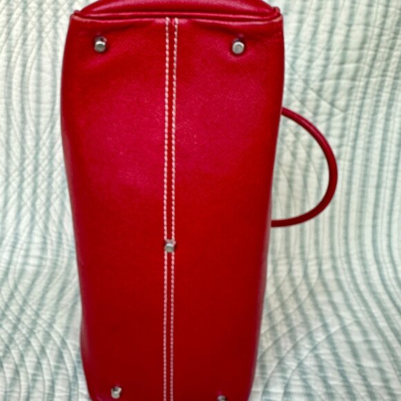 Red w/ White Stitchig Rafe Italian leather Handbag/Shoulderbag - Picture 6 of 13